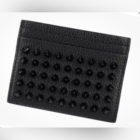 Black Studded Leather Card Holder Louboutin